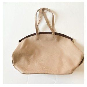 Zara Oversized Faux Leather Tote bag with zippered compartment,, Beige
